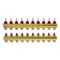 Danfoss 10 Ağızlı Yerden Isıtma manifold seti, Gidiş, Dönüş, Pirinç FHF 10F