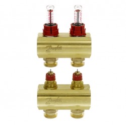 Danfoss 2 Ağızlı Yerden Isıtma manifold seti, Gidiş, Dönüş, Pirinç FHF 2F