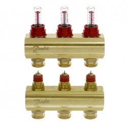 Danfoss 3 Ağızlı Yerden Isıtma manifold seti, Gidiş, Dönüş, Pirinç FHF 3F