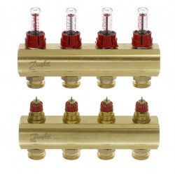 Danfoss 4 Ağızlı Yerden Isıtma manifold seti, Gidiş, Dönüş, Pirinç FHF 4F