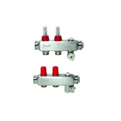 Danfoss 2 Ağızlı Yerden Isıtma manifold seti, Gidiş, Dönüş, Paslanmaz, Debimetreli, Hava purjörleri üzerinde SSM 2F