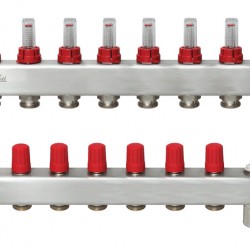 Danfoss 7 Ağızlı Yerden Isıtma manifold seti, Gidiş, Dönüş, Paslanmaz, Debimetreli, Hava purjörleri üzerinde SSM 7F