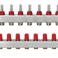 Danfoss 8 Ağızlı Yerden Isıtma manifold seti, Gidiş, Dönüş, Paslanmaz, Debimetreli, Hava purjörleri üzerinde SSM 8F