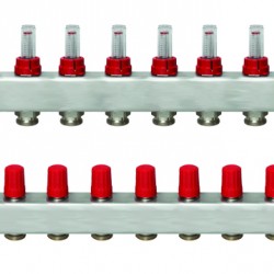 Danfoss 11 Ağızlı Yerden Isıtma manifold seti, Gidiş, Dönüş, Paslanmaz, Debimetreli, Hava purjörleri üzerinde SSM 11F