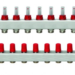 Danfoss 12 Ağızlı Yerden Isıtma manifold seti, Gidiş, Dönüş, Paslanmaz, Debimetreli, Hava purjörleri üzerinde SSM 12F