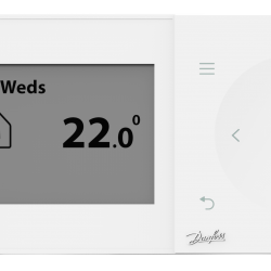 Danfoss TPOne - B LCD ekranlı programlanabilir Yerden Isıtma oda termostatı, Esnek günlük ve haftalık programlama. 5-35°C Ayar aralığı. Batarya beslemeli 