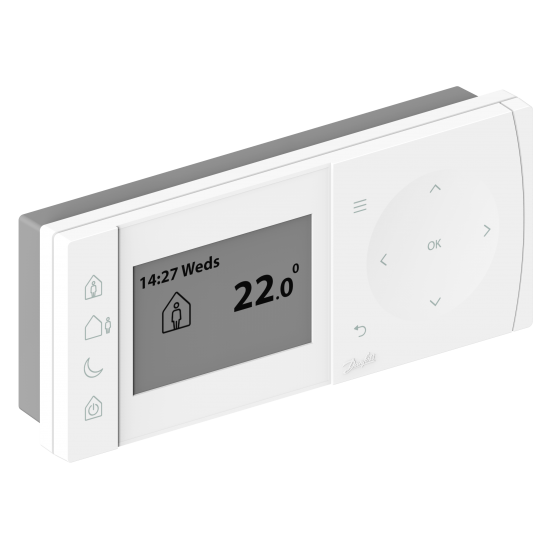 Danfoss TPOne-M LCD ekranlı programlanabilir Yerden Isıtma oda termostatı, Esnek günlük ve haftalık programlama. 5-35°C Ayar aralığı. 230V beslemeli 